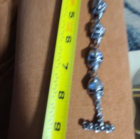 Spike Stainless Silver Tone Skull Link Bracelet Large Chunky - Picture 4 of 8